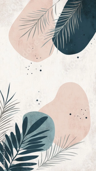 Fototapeta Minimalist abstract patterns inspired by nature, featuring soft lines and muted colors for serene