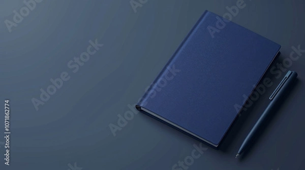 Fototapeta Dark Navy Notebook, Generative AI Illustration