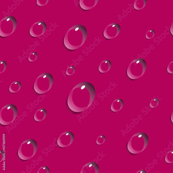 Fototapeta Water drops on pink background