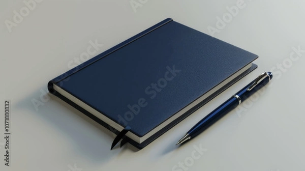Obraz Dark Navy Notebook with Pen, Generative AI Illustration