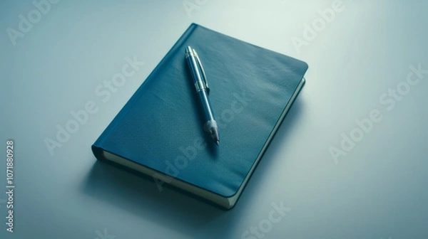 Obraz Dark Navy Notebook with Pen, Generative AI Illustration