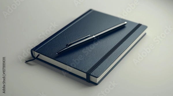 Obraz Dark Navy Notebook with Pen, Generative AI Illustration