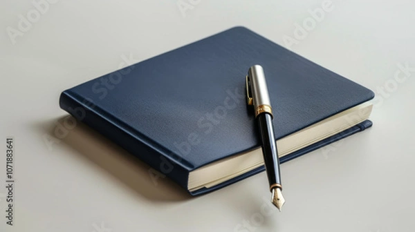 Obraz Dark Navy Notebook with Pen, Generative AI Illustration