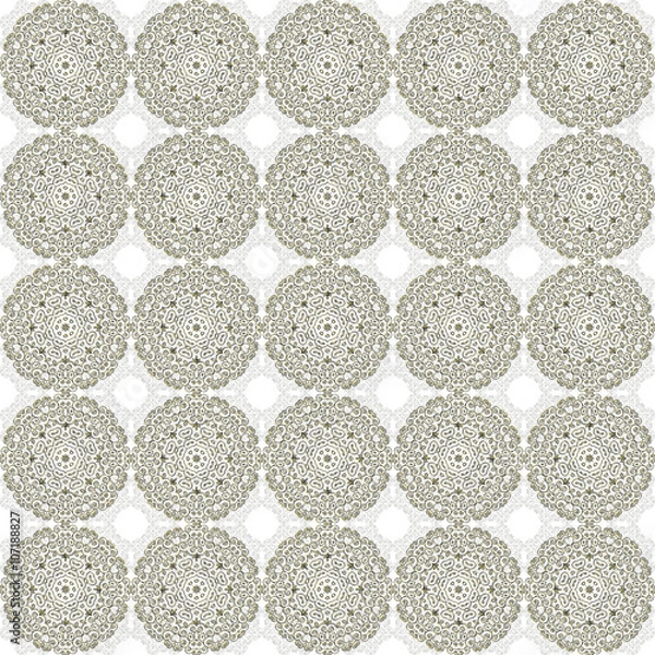 Fototapeta Seamlessly tiled metallic-golden and frozen-white floral pattern made by means of openclipart.org elements.