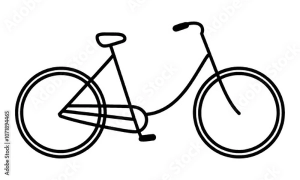 Obraz 自転車のシンプルなデフォルメの手描き線画イラスト　透過背景の切り抜き