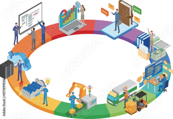 Obraz 企業内各部署のイメージイラスト