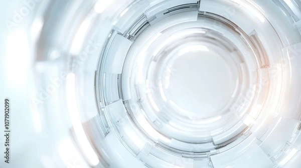 Obraz A sleek, futuristic tunnel of abstract white lights creates a circular form, providing a sense of depth and dimension in a crisp, modern and minimalistic design.