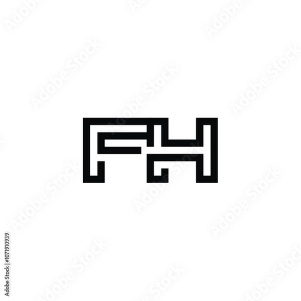 Fototapeta FH monogram logo design letter text name symbol monochrome logotype alphabet character simple logo
