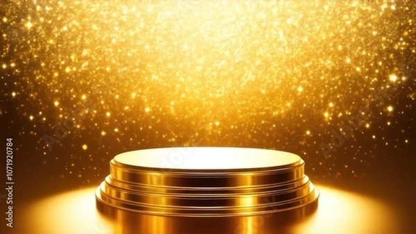 Obraz Empty golden podium on golden background.
