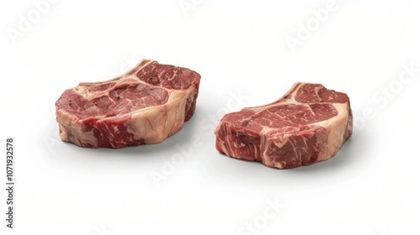 Obraz Two Raw Bone-In Steaks Ready for Grilling