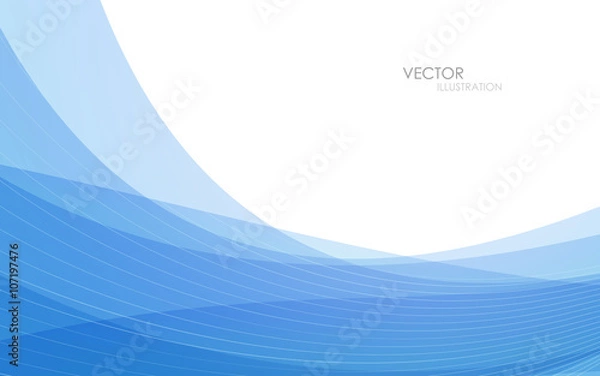 Fototapeta Abstract blue waves - data stream concept. Vector illustration