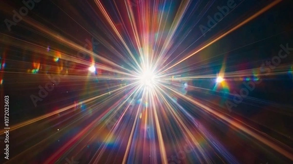 Fototapeta A vibrant display of light rays emanating from a central point, creating a stunning visual effect that captures attention and inspires creativity.