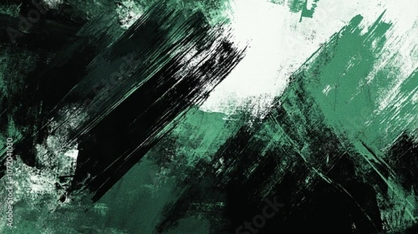 Fototapeta Abstract green stabilo, black and white background with grunge brush strokes. textures for poster and web banner design