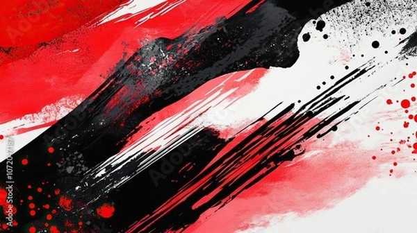 Fototapeta Abstract red , black and white background with dot grunge brush strokes. textures for poster and web banner design