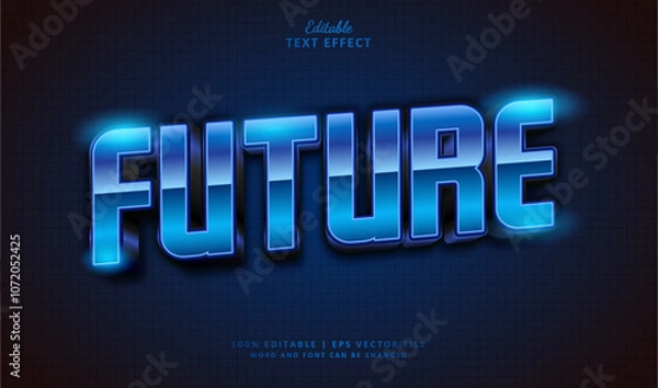 Fototapeta Future Editable Text Effect Style 3d Chrome Neon Retro 80s