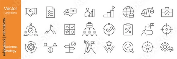 Fototapeta Business Strategy Icons - Vector Line. Editable Stroke.