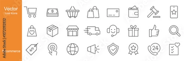 Fototapeta E-commerce Icons - Vector Line. Editable Stroke.
