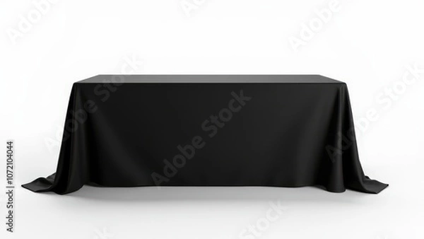 Obraz This mockup features a black fabric tablecloth, highlighting its smooth texture and elegant drape for upscale event settings.
