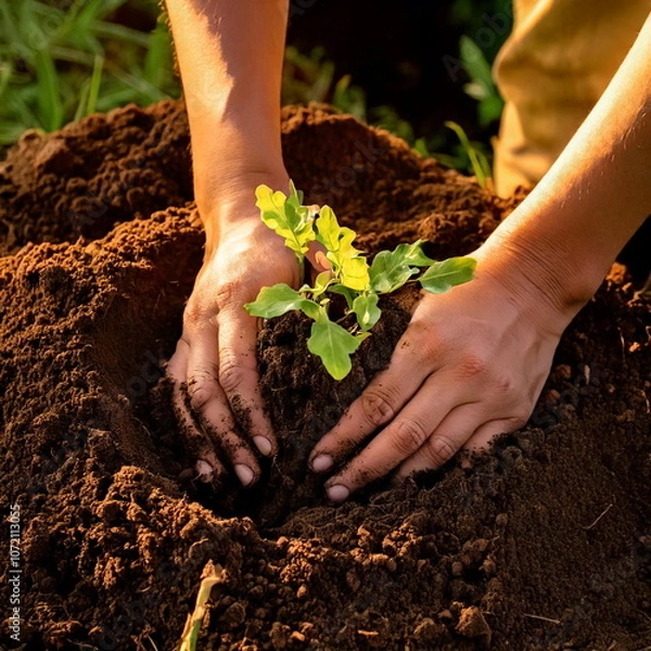 Obraz planting a plant
