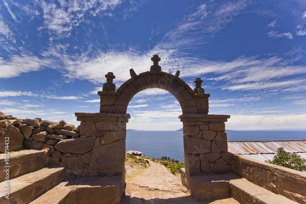 Obraz arch above titicaca lake in peru