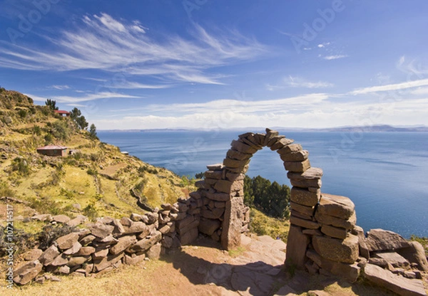 Obraz arch above titicaca lake in peru