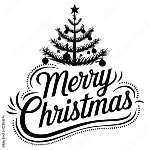 Obraz Merry Christmas icon, tree, gift.