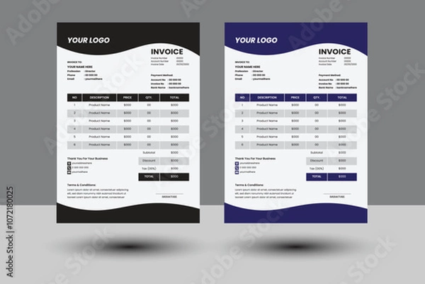 Obraz Simple but good looking editable invoice design