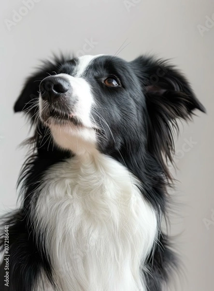 Fototapeta A Border Collie staring off into space