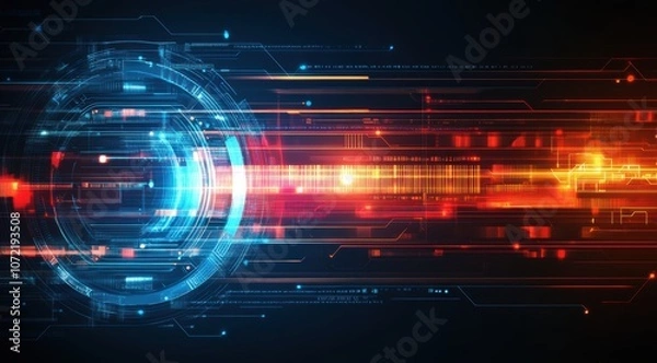 Fototapeta Abstract futuristic electronic circuit technology background 