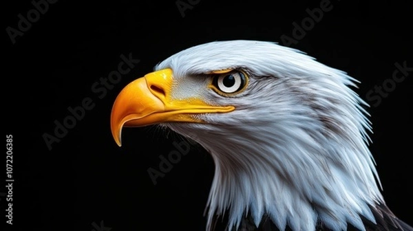 Obraz Minimalist Eagle Portrait on Black Background