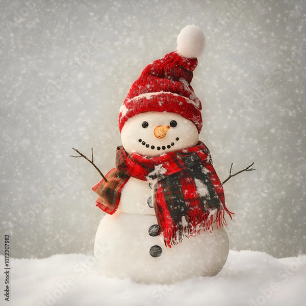 Obraz snowman on snow. Generative AI