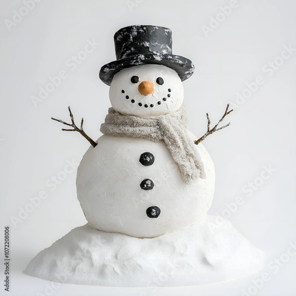 Obraz snowman on snow. Generative AI