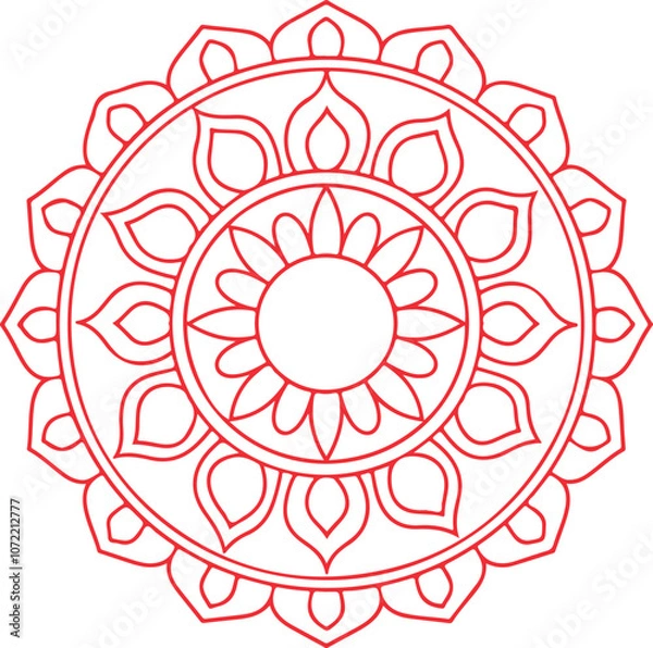 Fototapeta Intricately designed golden mandala with symmetrical patterns, inspired by traditional art
