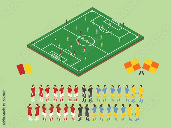 Obraz Flat Style Soccer Tactic Table. Vector Illustration.  Isometric
