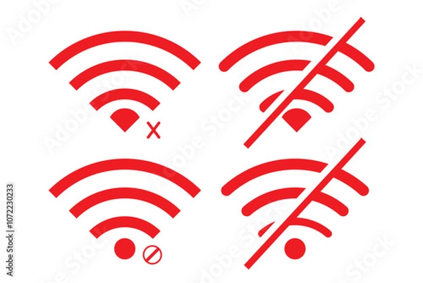 Fototapeta Disconnect wifi icon set. Lost wireless fidelity connection sign symbol