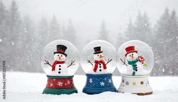 Obraz Snowman Snow Globe Trio