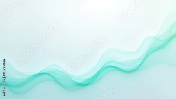 Fototapeta A digital illustration featuring a wave-like pattern with shades of blue and green against a light gray background, symbolizing financial stability or growth.