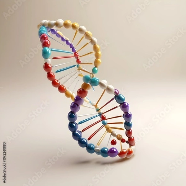 Fototapeta Bold DNA helix icon with a minimalistic design, centered on a transparent r cream background, symbolizing genetics and clean, modern visuals.