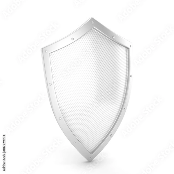 Fototapeta shield icon on white. 3d rendering.