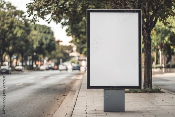 Fototapeta a large vertical billboard placed on the sidewalk