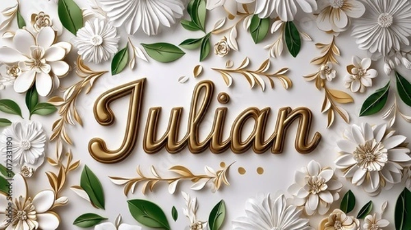Fototapeta Elegant 3D Floral Design with Name Julian