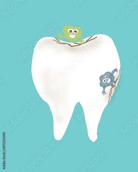Fototapeta the condition of damaged teeth due to not brushing teeth regularly