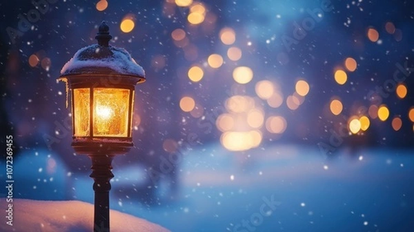 Fototapeta Illumination and snow blurred background