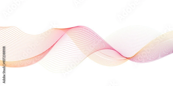 Fototapeta abstract Pink or yellow waves lines, Curved wavy line smooth stripe, Vector geometric backgrounds Design template for cover,  with dynamic orange waves lines .