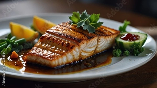 Fototapeta Glazed Salmon, a Culinary Delight