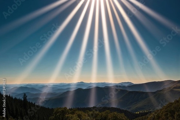 Fototapeta Vibrant Sunlight Illuminating Upper Left Landscape Views