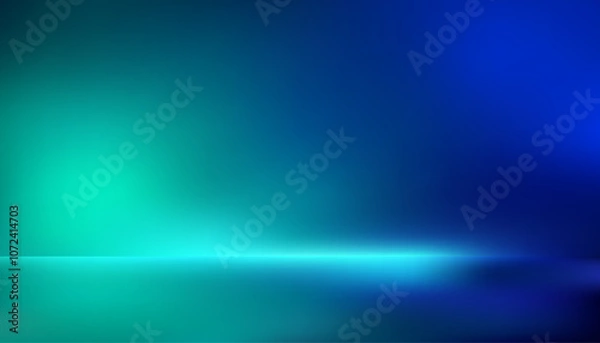 Obraz Blue green gradient studio room, abstract background pattern, walls and floor reflect neon lights, dark tones and feel speed of digital technology connected. Future technology.