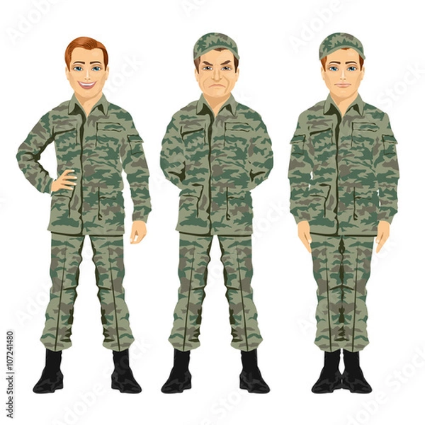 Fototapeta three army soldiers posing 