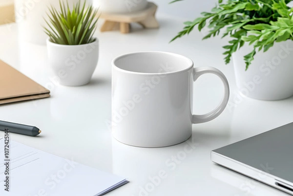 Fototapeta Enhance your workspace with a stylish coffee mug