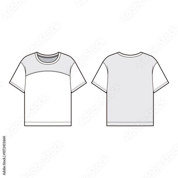 Fototapeta Contrast Panel Cropped T-shirt Mockup - Front and Back View
